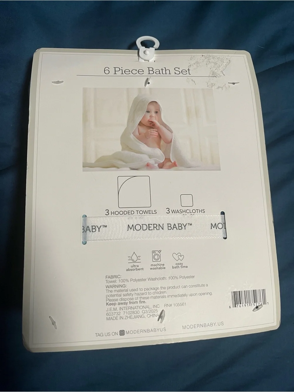 Modern Baby Navy & White Football Hooded Towel Set